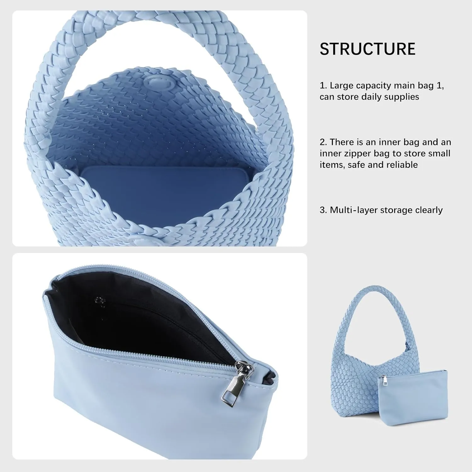 Woven Handbag for Woman Vegan Leather Shoulder bag and Purse Small Fashion Shopper Totes Ladies Underarm Bags