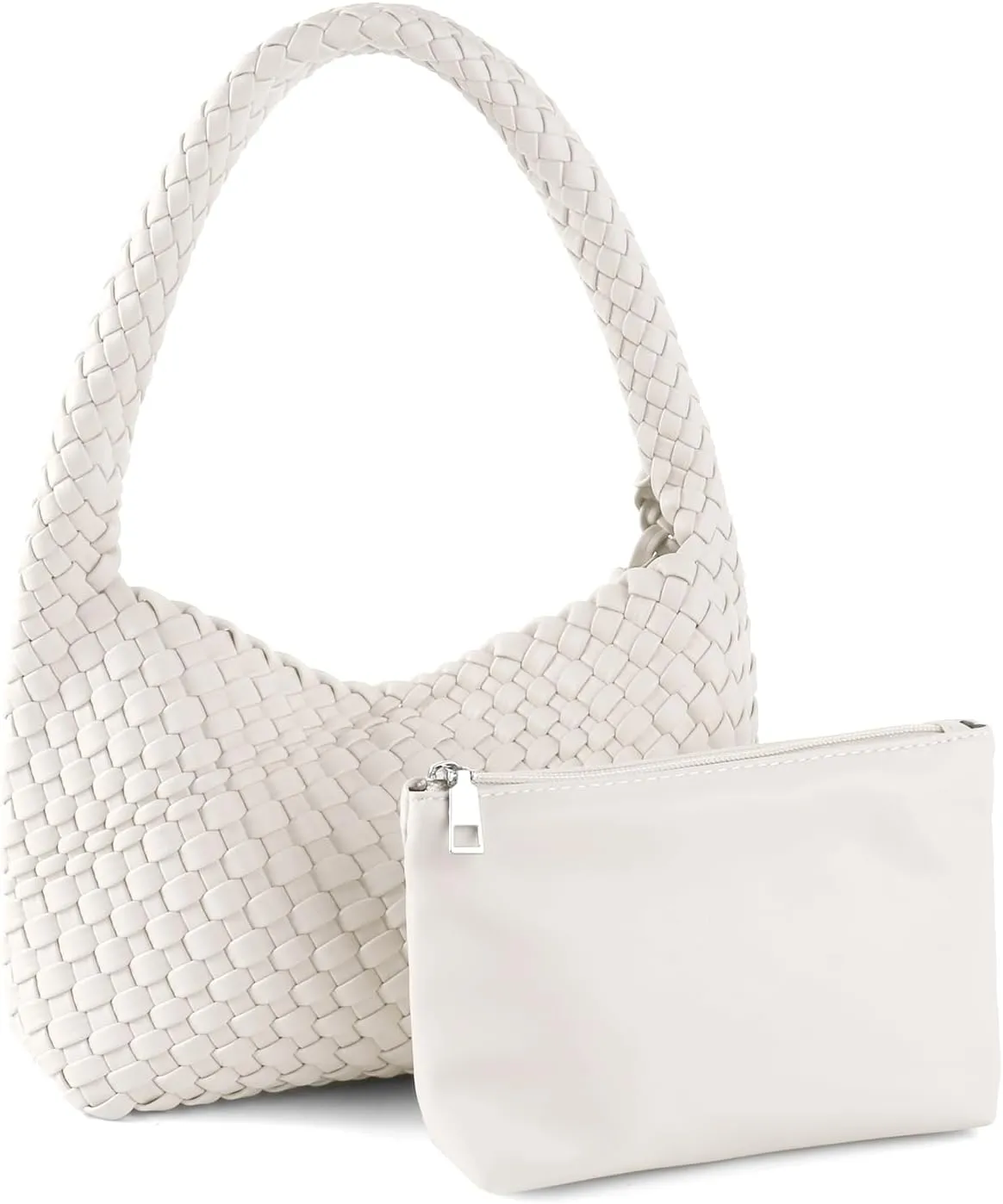 Woven Handbag for Woman Vegan Leather Shoulder bag and Purse Small Fashion Shopper Totes Ladies Underarm Bags
