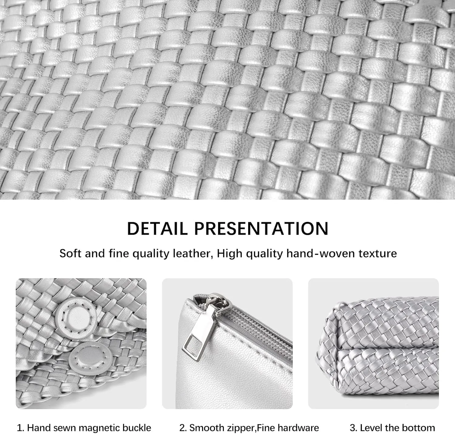 Woven Handbag for Woman Vegan Leather Shoulder bag and Purse Small Fashion Shopper Totes Ladies Underarm Bags