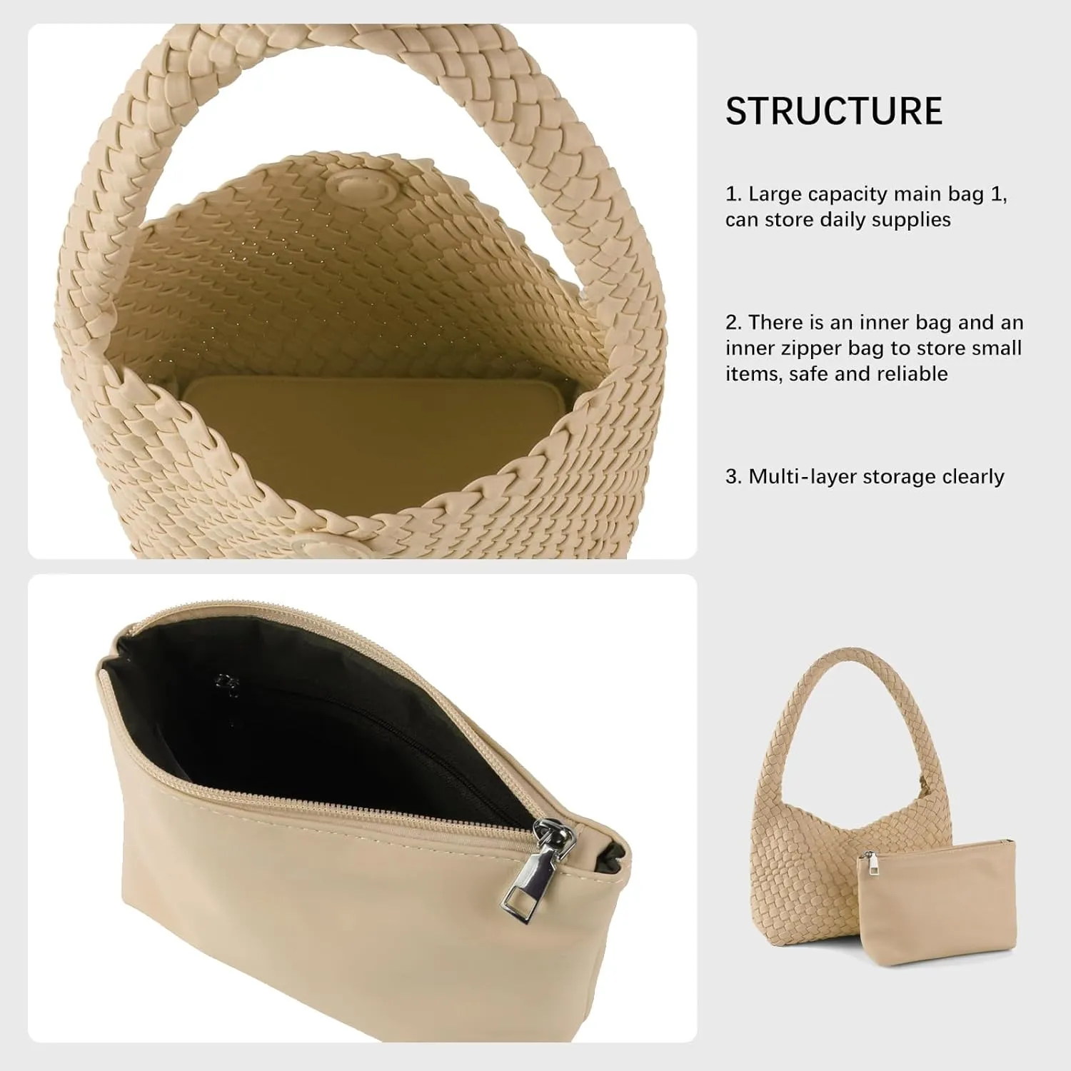 Woven Handbag for Woman Vegan Leather Shoulder bag and Purse Small Fashion Shopper Totes Ladies Underarm Bags