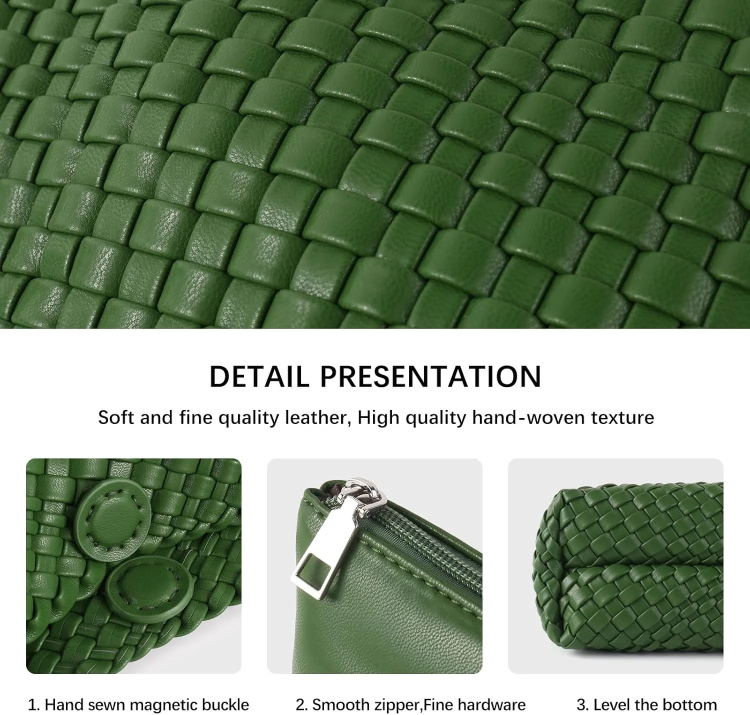 Woven Handbag for Woman Vegan Leather Shoulder bag and Purse Small Fashion Shopper Totes Ladies Underarm Bags
