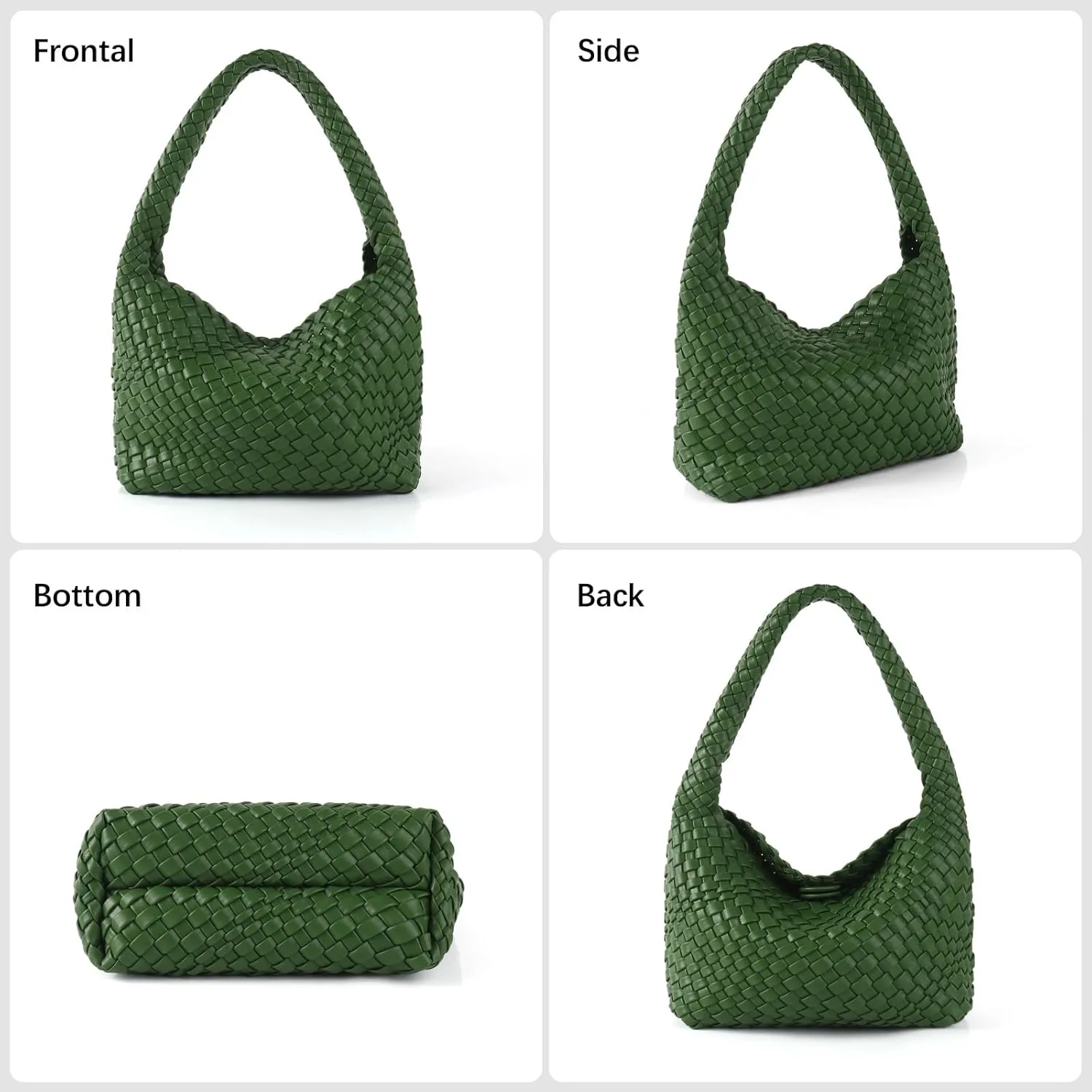 Woven Handbag for Woman Vegan Leather Shoulder bag and Purse Small Fashion Shopper Totes Ladies Underarm Bags