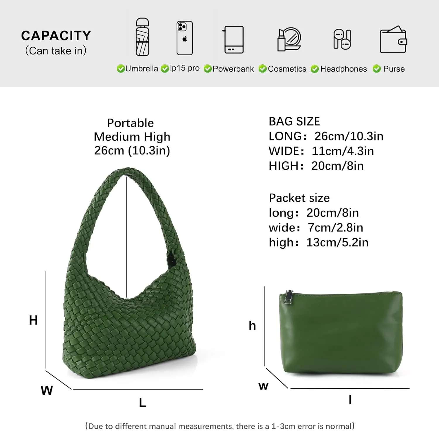 Woven Handbag for Woman Vegan Leather Shoulder bag and Purse Small Fashion Shopper Totes Ladies Underarm Bags