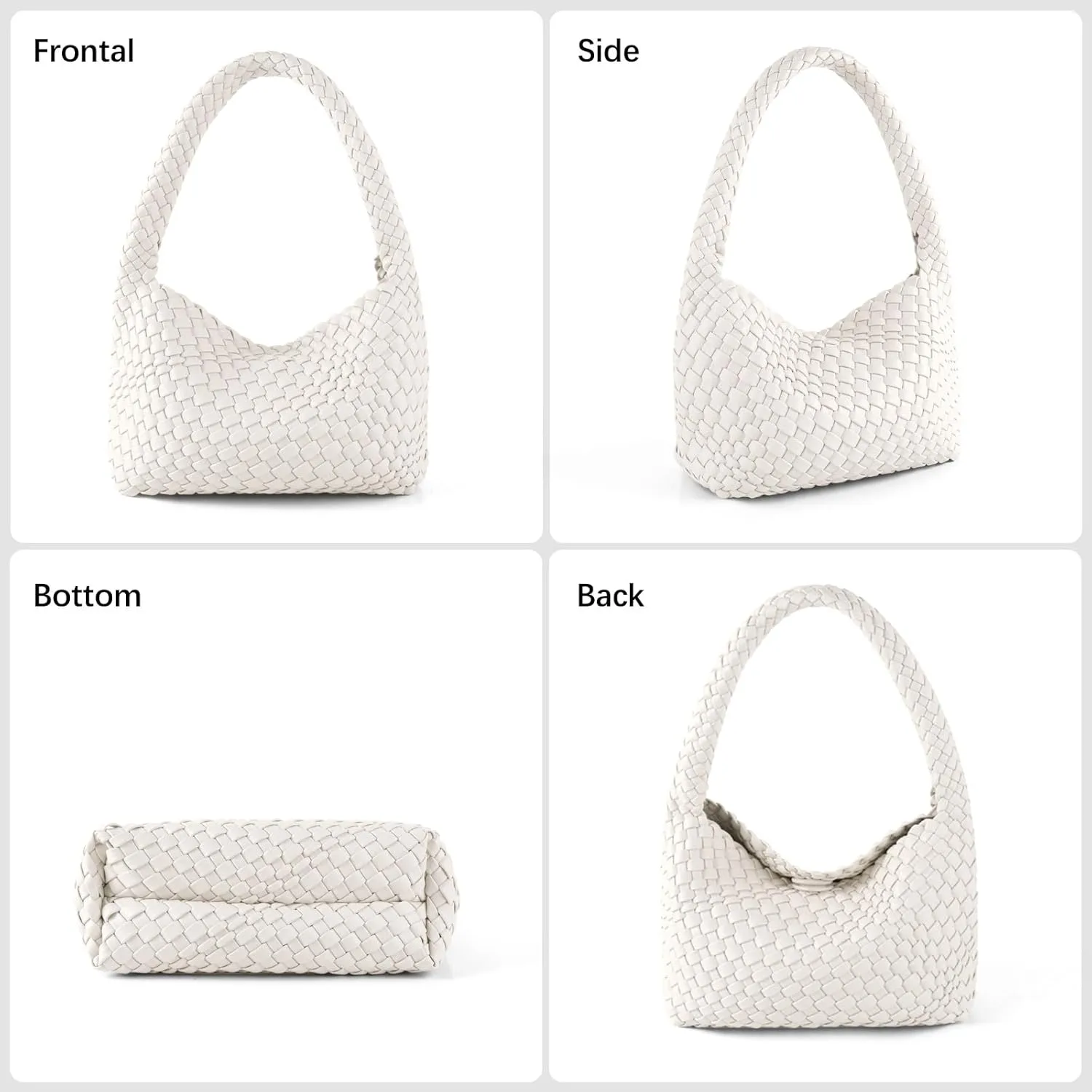 Woven Handbag for Woman Vegan Leather Shoulder bag and Purse Small Fashion Shopper Totes Ladies Underarm Bags