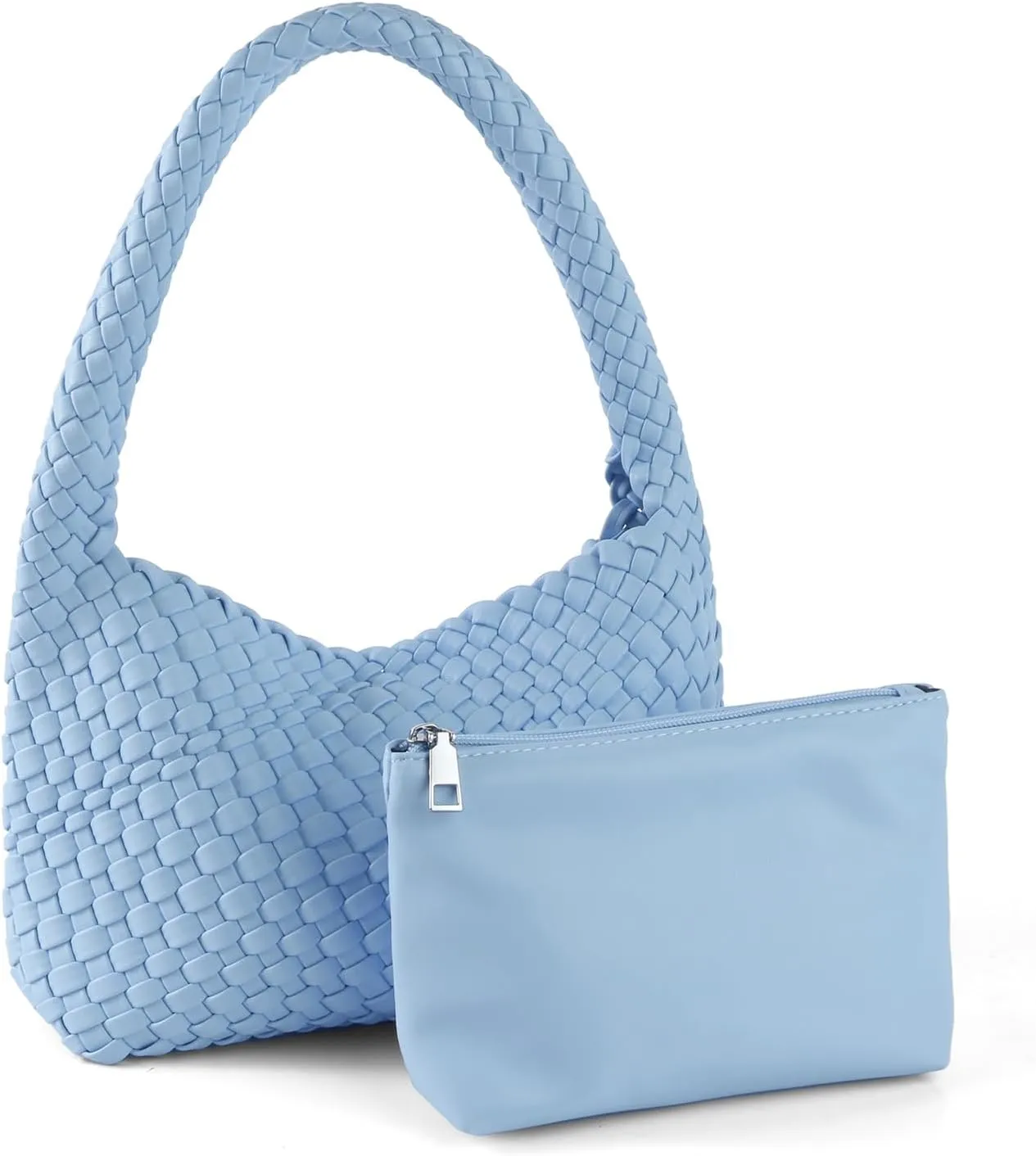 Woven Handbag for Woman Vegan Leather Shoulder bag and Purse Small Fashion Shopper Totes Ladies Underarm Bags