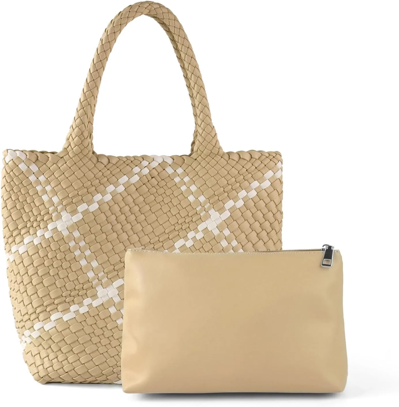 Woven Handbag for Women Top Handle Shoulder Bag Vegan Leather Shopper Bag Large Travel Totes Summer Beach Tote Bags