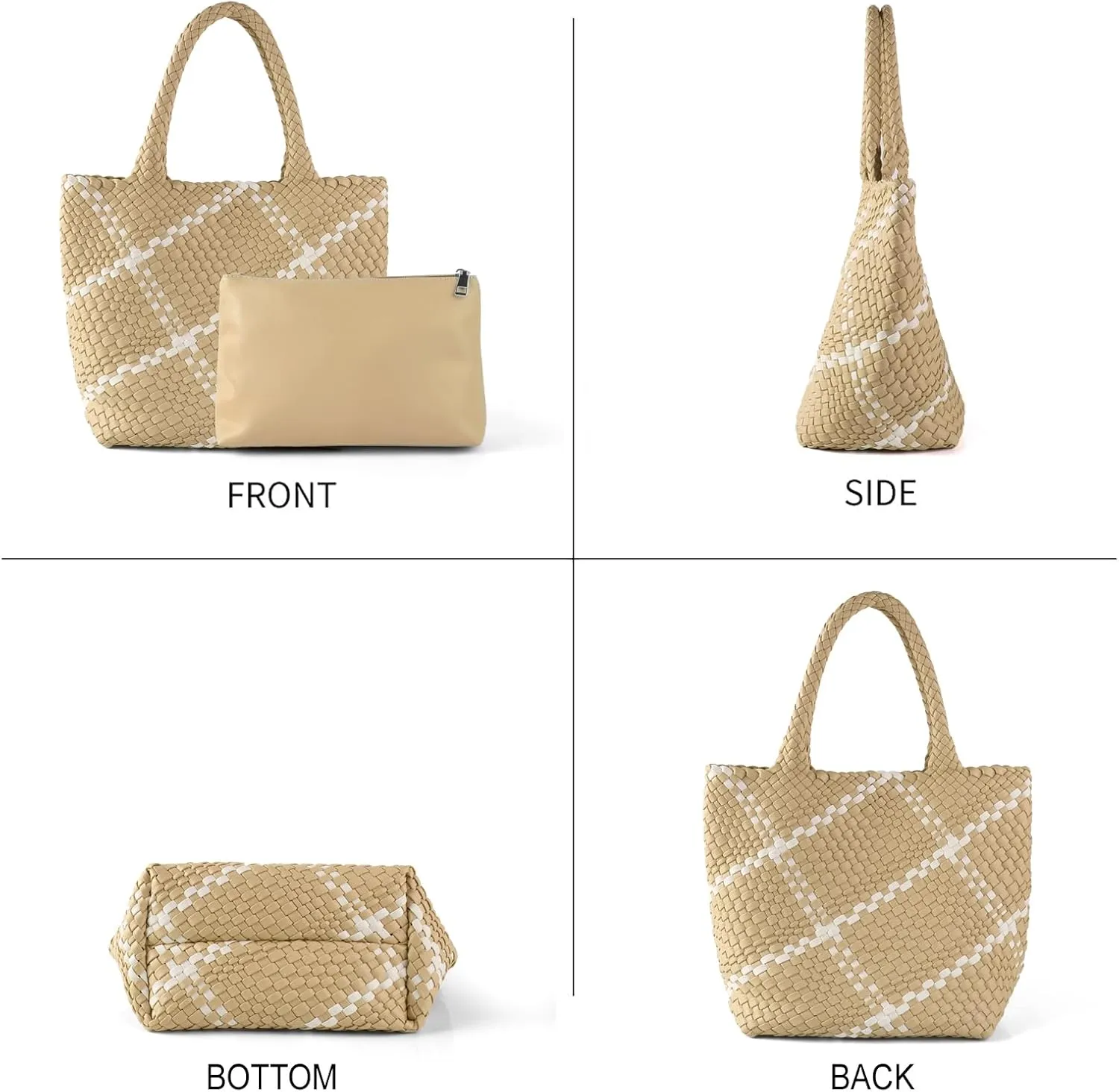 Woven Handbag for Women Top Handle Shoulder Bag Vegan Leather Shopper Bag Large Travel Totes Summer Beach Tote Bags