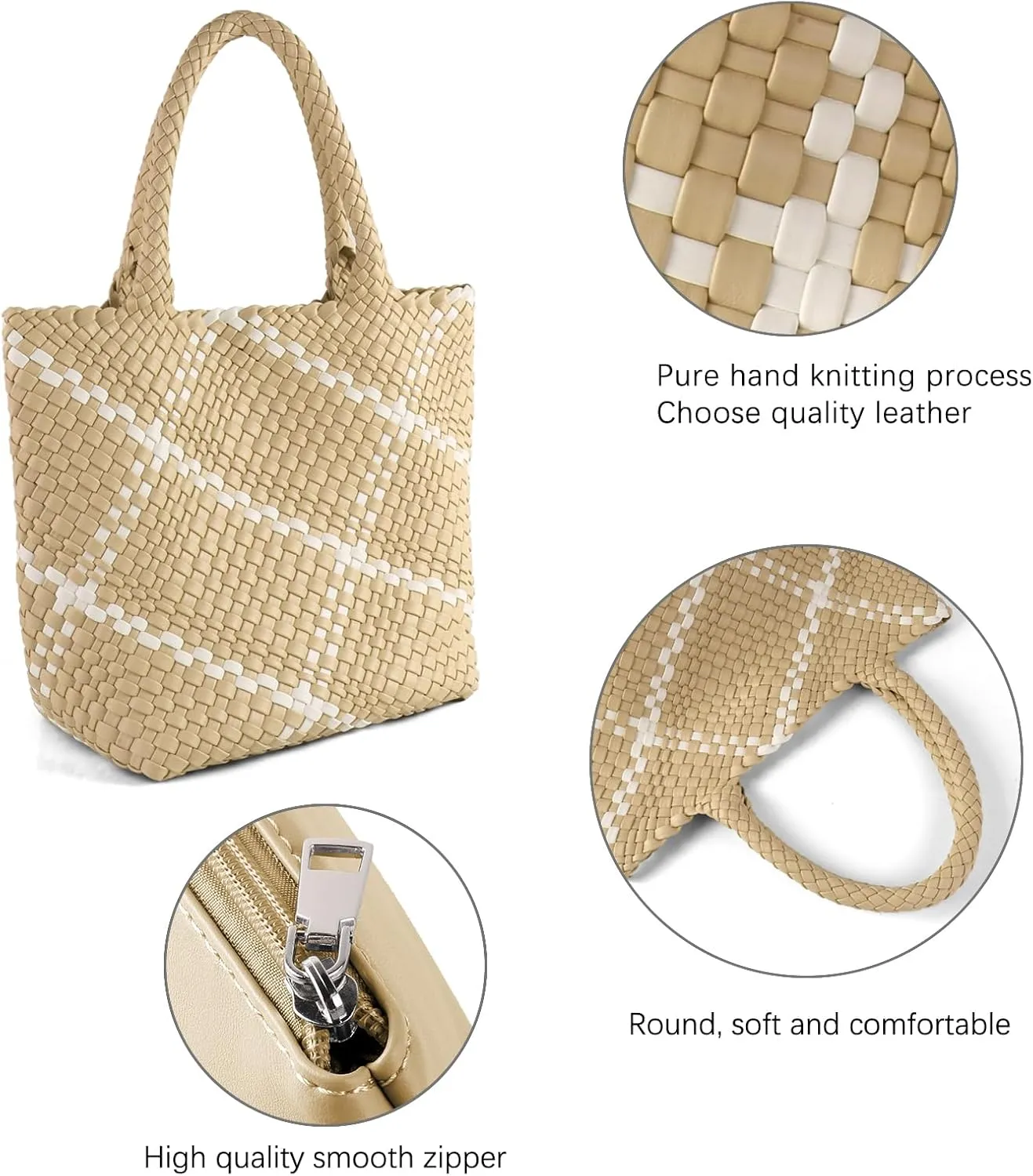 Woven Handbag for Women Top Handle Shoulder Bag Vegan Leather Shopper Bag Large Travel Totes Summer Beach Tote Bags