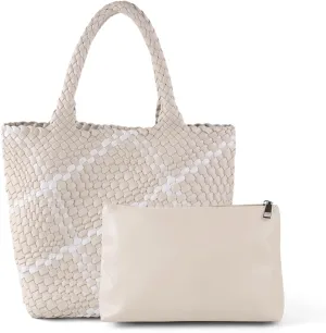 Woven Handbag for Women Top Handle Shoulder Bag Vegan Leather Shopper Bag Large Travel Totes Summer Beach Tote Bags