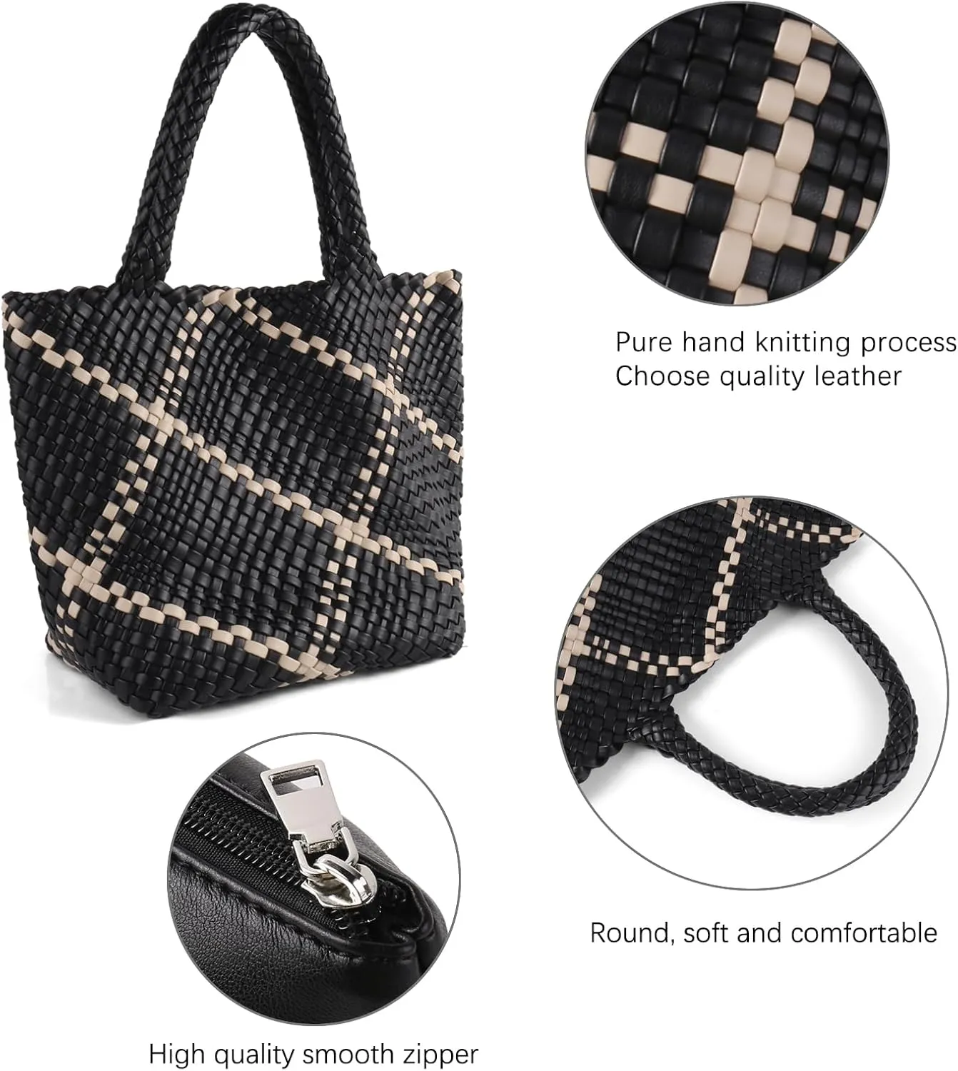 Woven Handbag for Women Top Handle Shoulder Bag Vegan Leather Shopper Bag Large Travel Totes Summer Beach Tote Bags