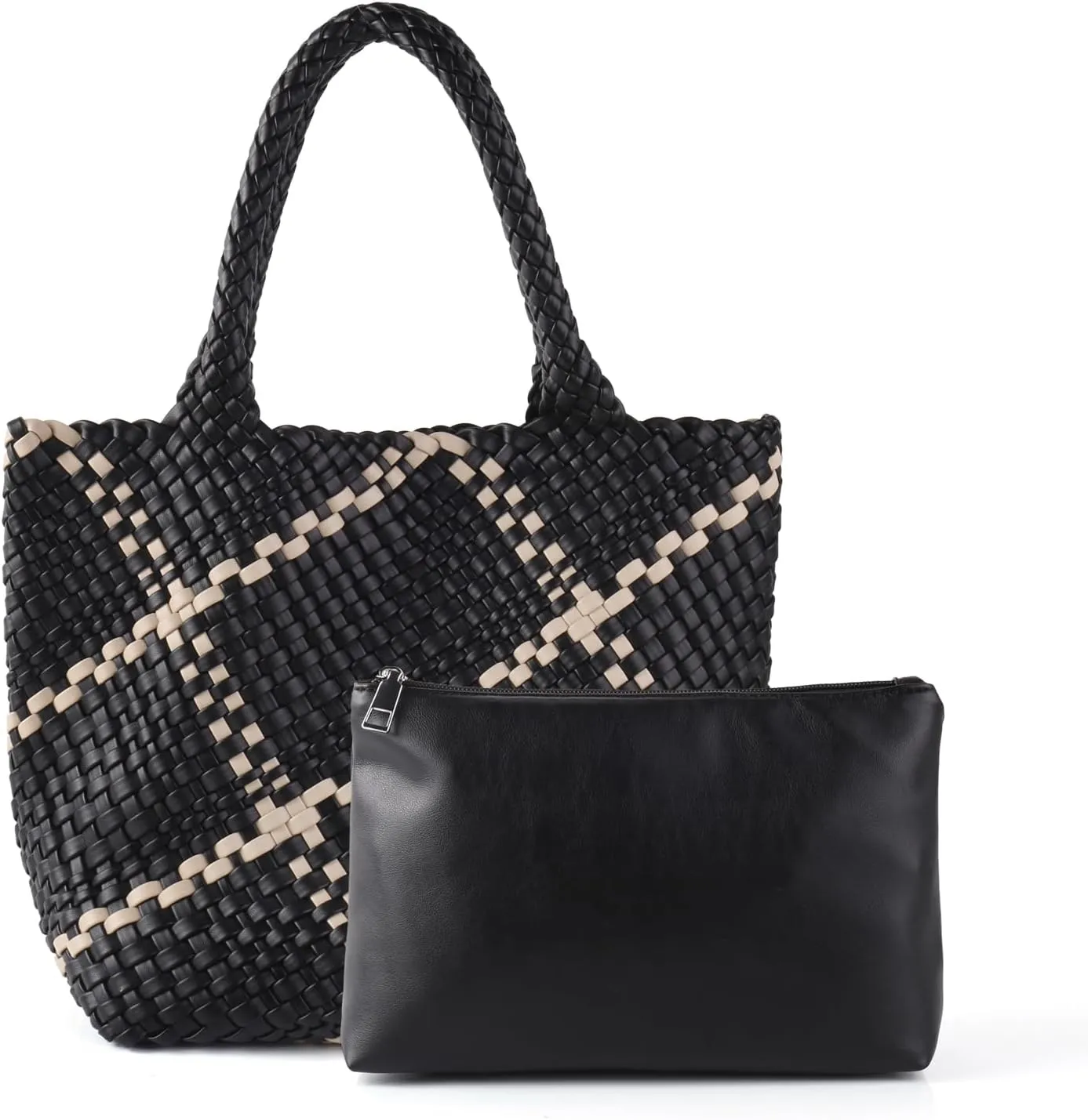 Woven Handbag for Women Top Handle Shoulder Bag Vegan Leather Shopper Bag Large Travel Totes Summer Beach Tote Bags