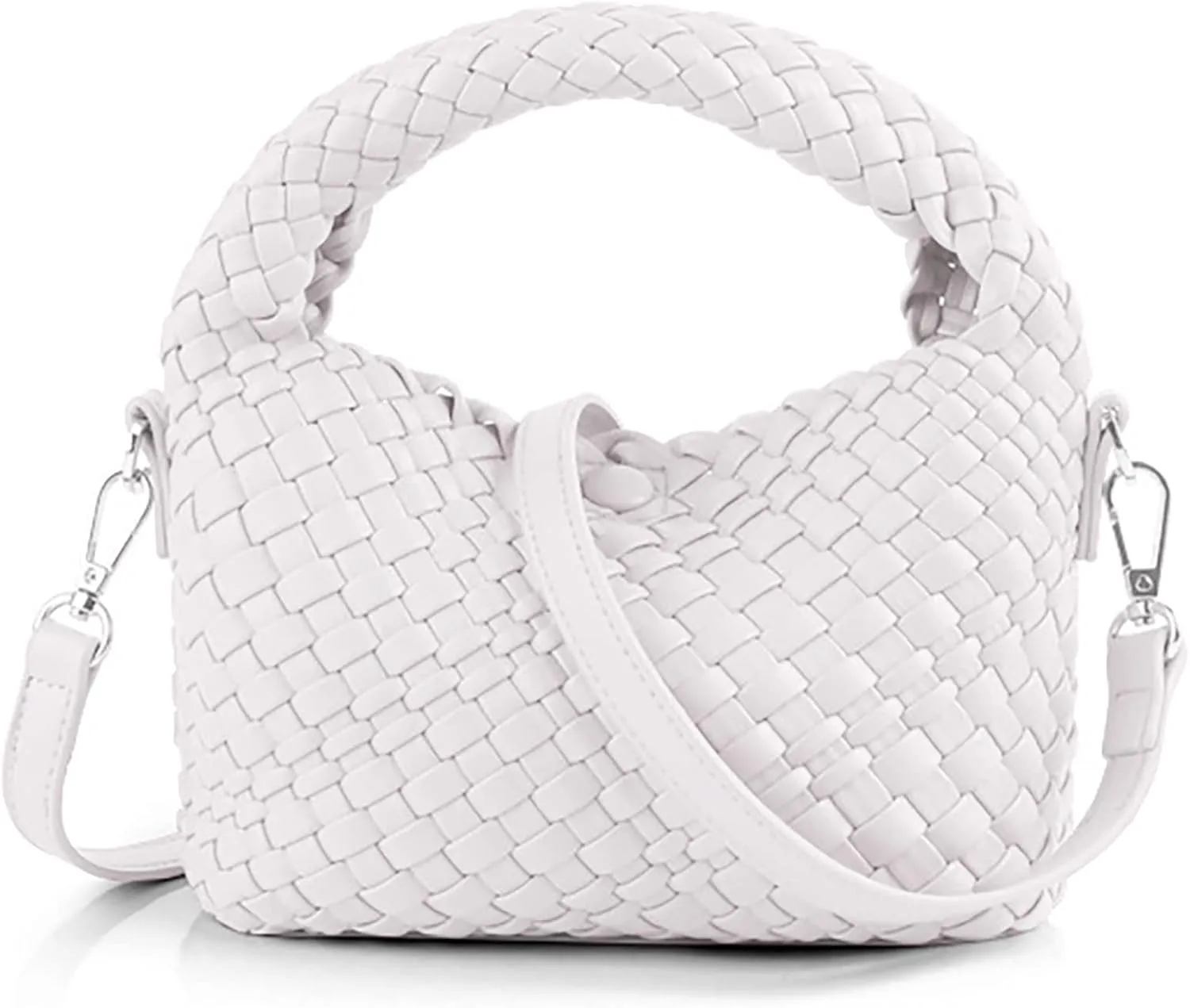 Woven Purse For Women, Small Crossbody Tote Bag with Detachable Shoulder Strap, Girls Top Handle Handbag