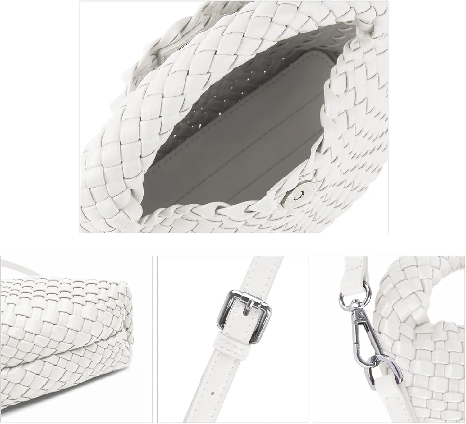 Woven Purse For Women, Small Crossbody Tote Bag with Detachable Shoulder Strap, Girls Top Handle Handbag