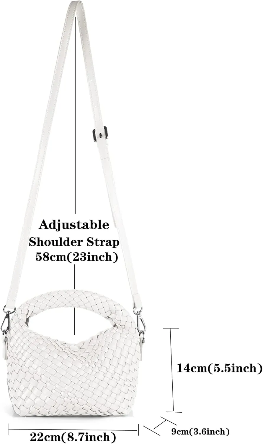 Woven Purse For Women, Small Crossbody Tote Bag with Detachable Shoulder Strap, Girls Top Handle Handbag