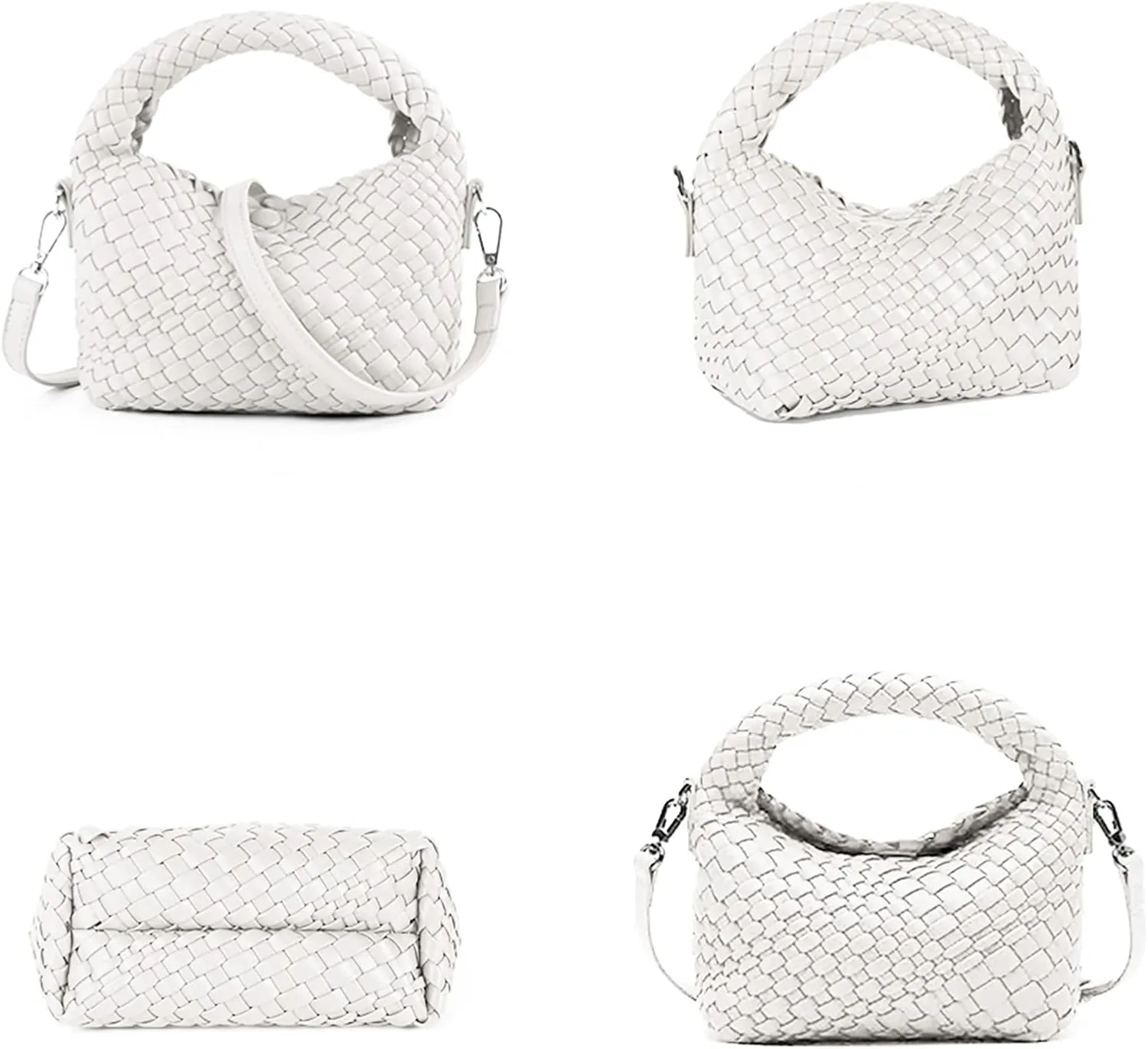 Woven Purse For Women, Small Crossbody Tote Bag with Detachable Shoulder Strap, Girls Top Handle Handbag