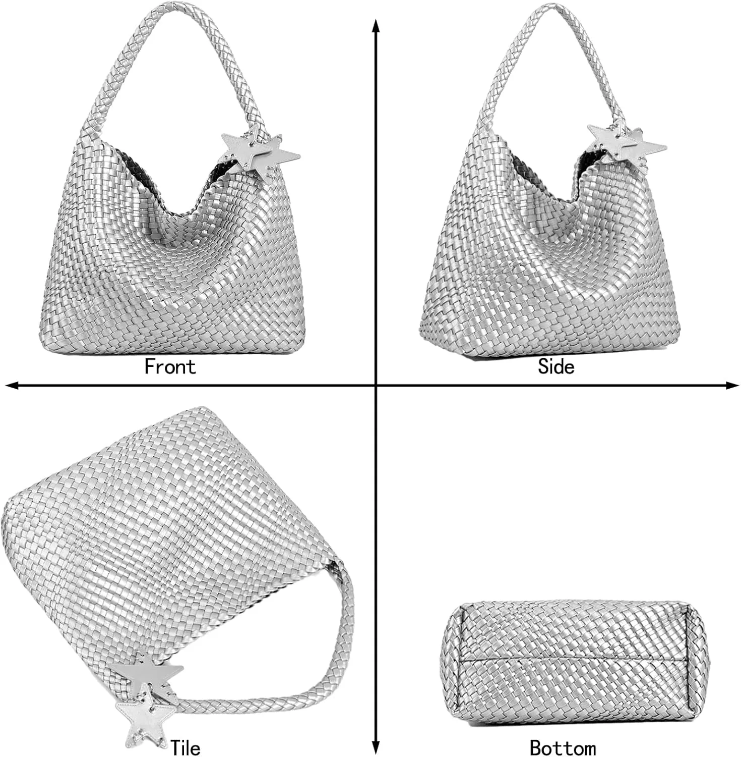 Woven Tote Bag for Women, Shoulder Handbags, Beach Hobo, Handwoven Satchel Underarm Bag, Top-Handle Bag With Purses