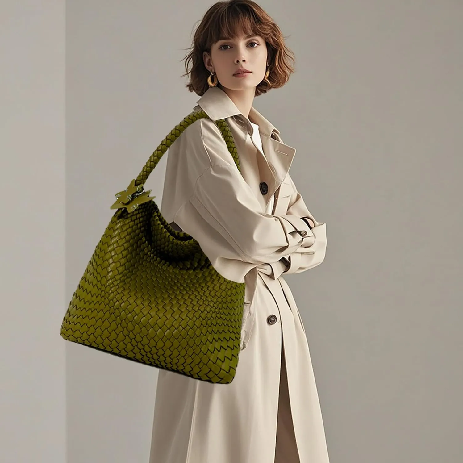 Woven Tote Bag for Women, Shoulder Handbags, Beach Hobo, Handwoven Satchel Underarm Bag, Top-Handle Bag With Purses