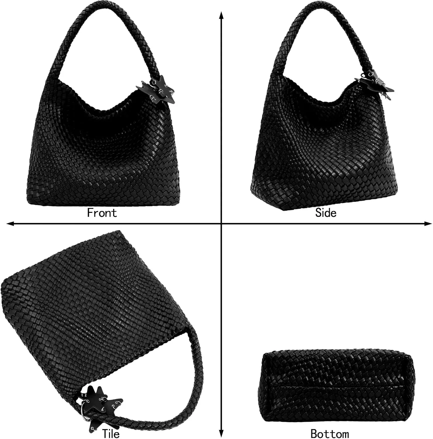 Woven Tote Bag for Women, Shoulder Handbags, Beach Hobo, Handwoven Satchel Underarm Bag, Top-Handle Bag With Purses