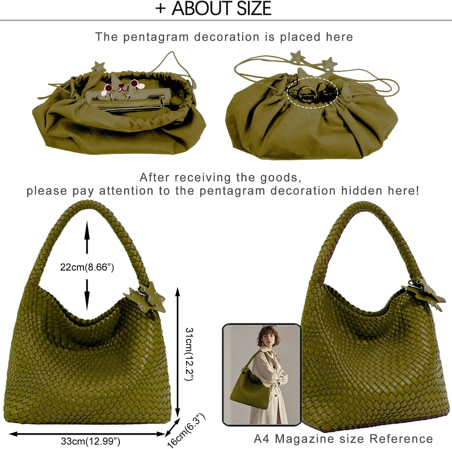 Woven Tote Bag for Women, Shoulder Handbags, Beach Hobo, Handwoven Satchel Underarm Bag, Top-Handle Bag With Purses