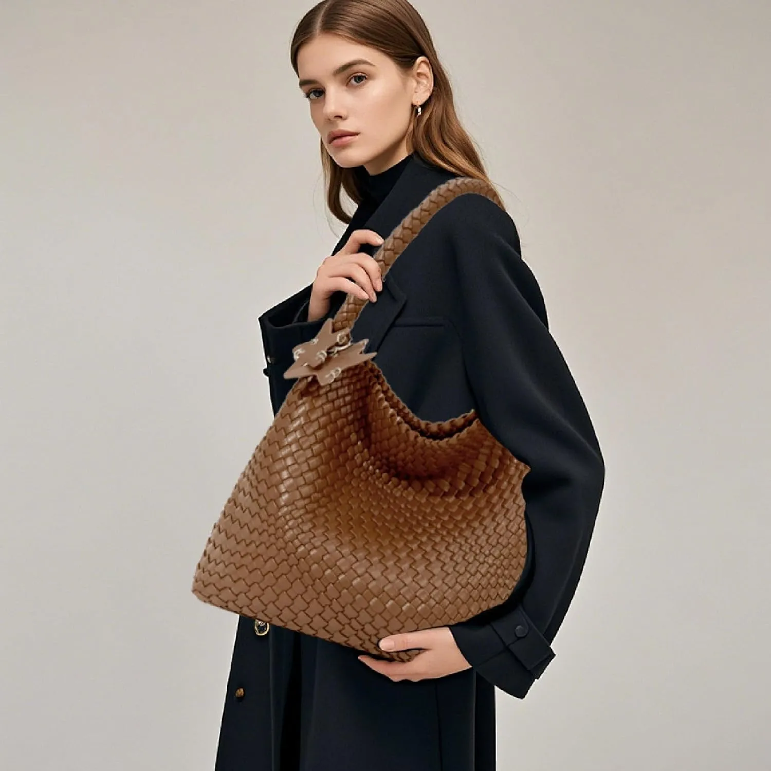 Woven Tote Bag for Women, Shoulder Handbags, Beach Hobo, Handwoven Satchel Underarm Bag, Top-Handle Bag With Purses