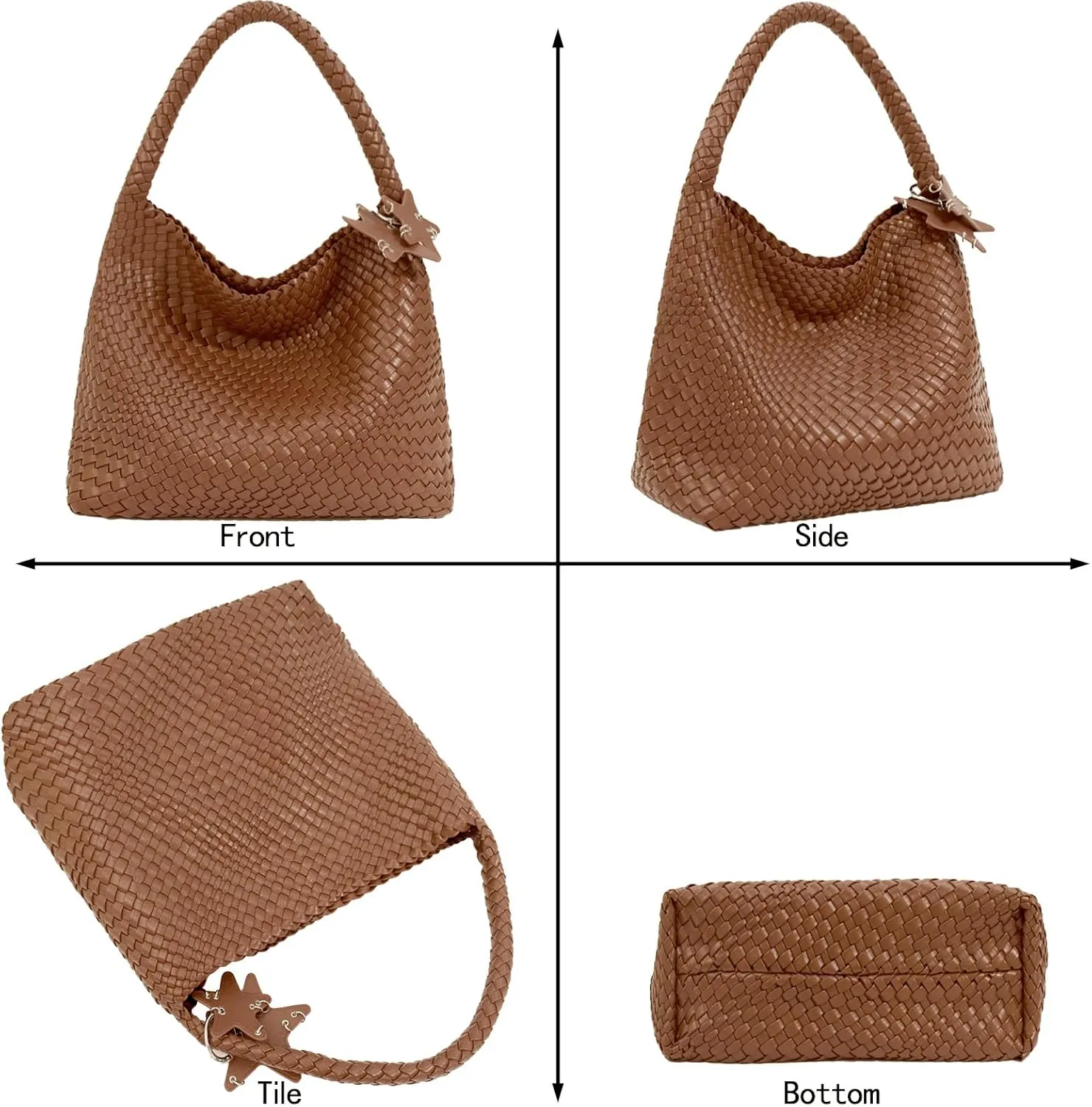 Woven Tote Bag for Women, Shoulder Handbags, Beach Hobo, Handwoven Satchel Underarm Bag, Top-Handle Bag With Purses