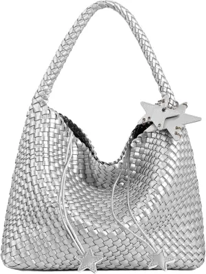 Woven Tote Bag for Women, Shoulder Handbags, Beach Hobo, Handwoven Satchel Underarm Bag, Top-Handle Bag With Purses
