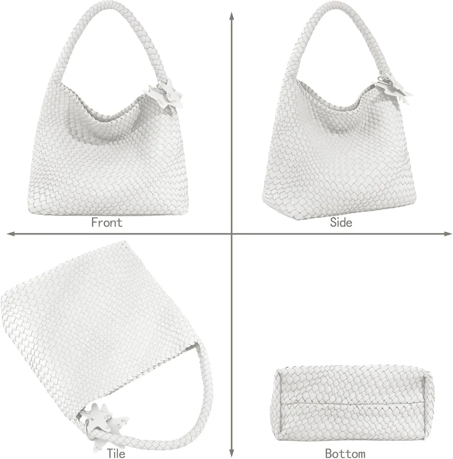 Woven Tote Bag for Women, Shoulder Handbags, Beach Hobo, Handwoven Satchel Underarm Bag, Top-Handle Bag With Purses