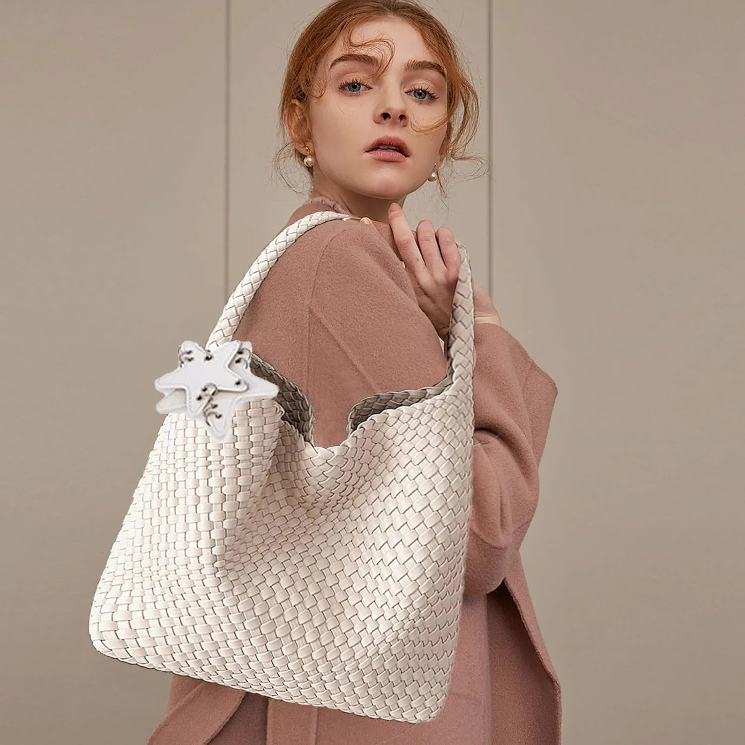 Woven Tote Bag for Women, Shoulder Handbags, Beach Hobo, Handwoven Satchel Underarm Bag, Top-Handle Bag With Purses