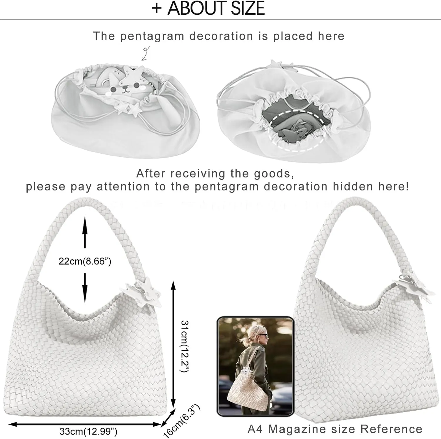 Woven Tote Bag for Women, Shoulder Handbags, Beach Hobo, Handwoven Satchel Underarm Bag, Top-Handle Bag With Purses
