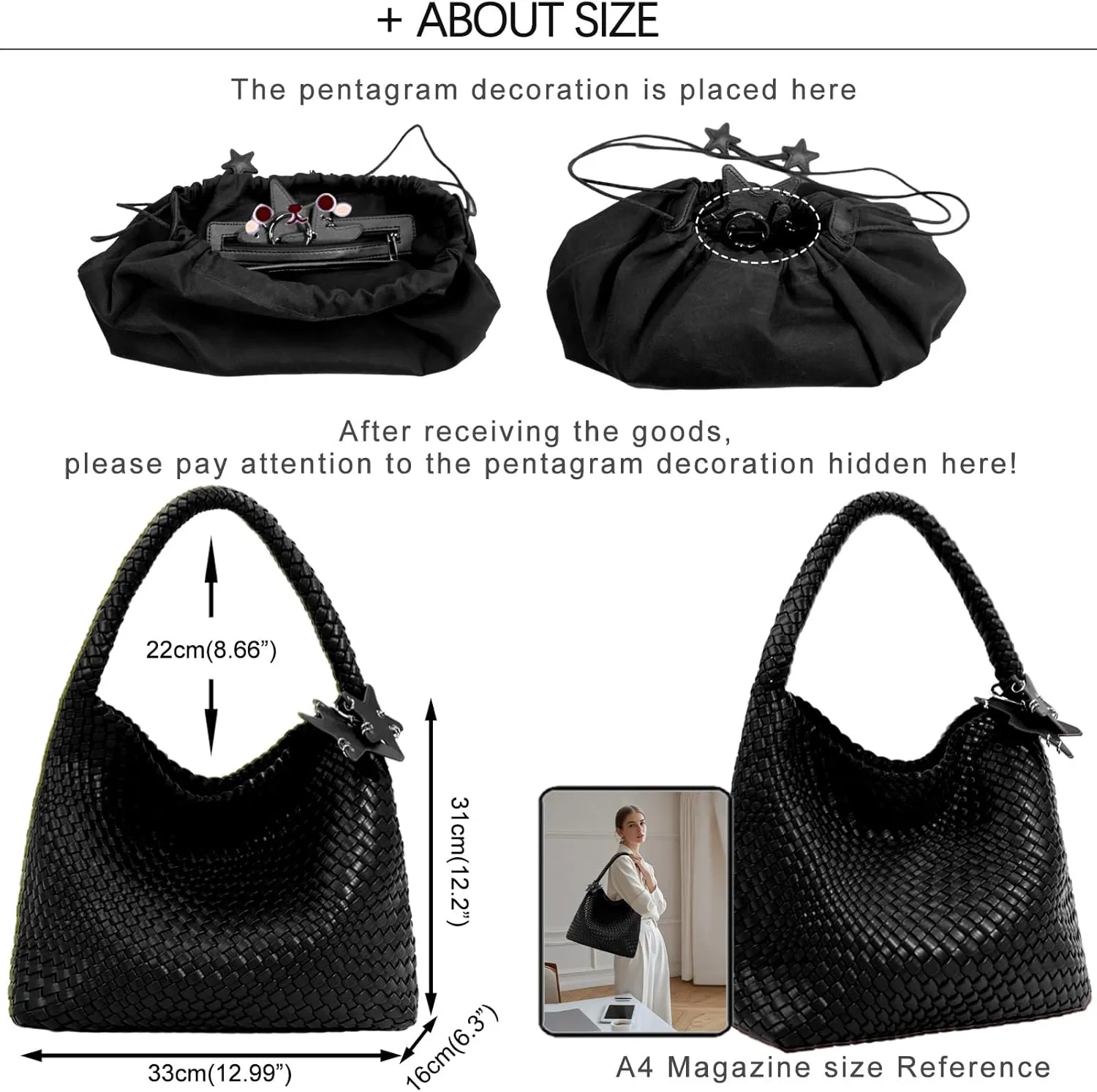 Woven Tote Bag for Women, Shoulder Handbags, Beach Hobo, Handwoven Satchel Underarm Bag, Top-Handle Bag With Purses