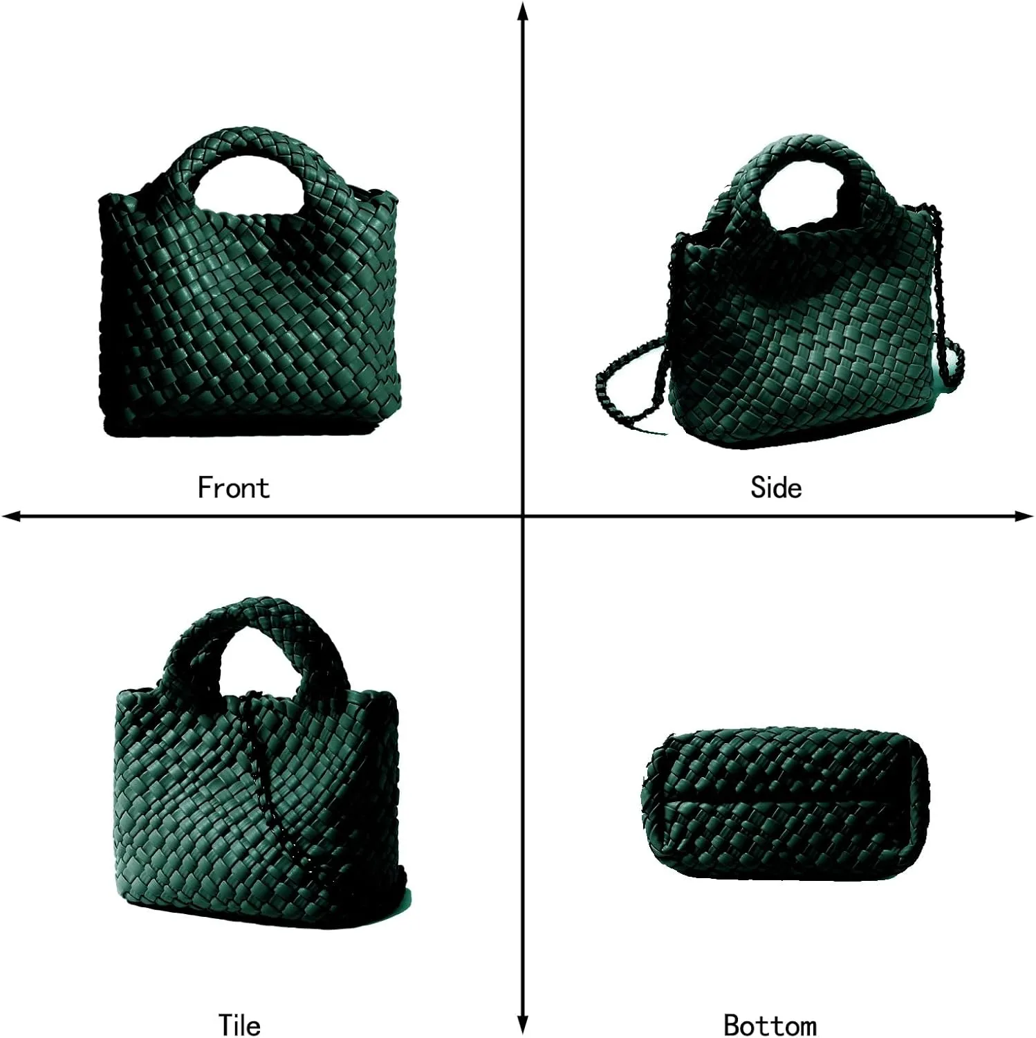 Woven Tote Bag for Women with Coin Purse, Foldable Chain Small Crossbody Handbags, Fashion Shoulder Bag, Hobo Satchel