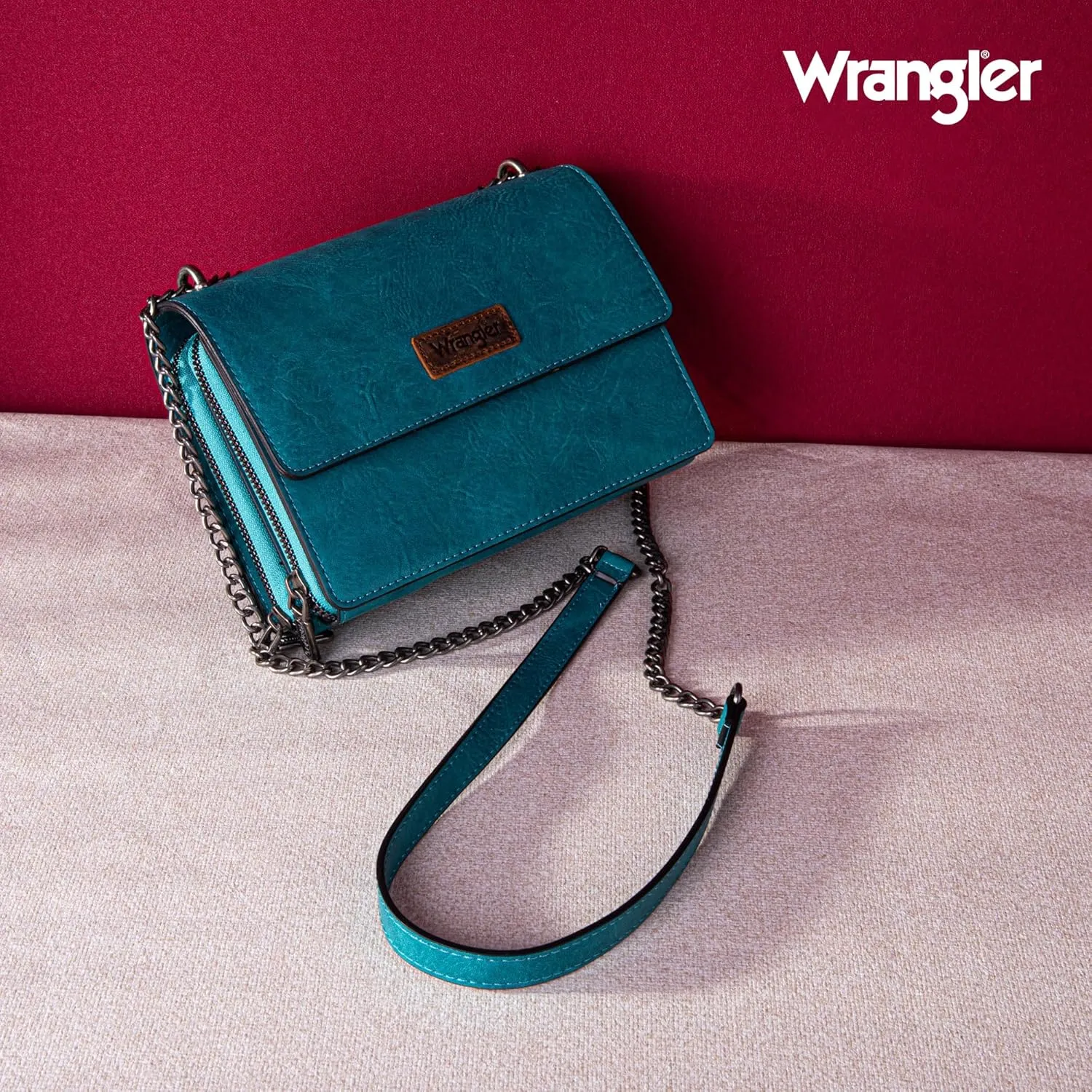 Wrangler Flap Crossbody Purse for Women Shoulder Bag Vintage Wallets with Chain Strap