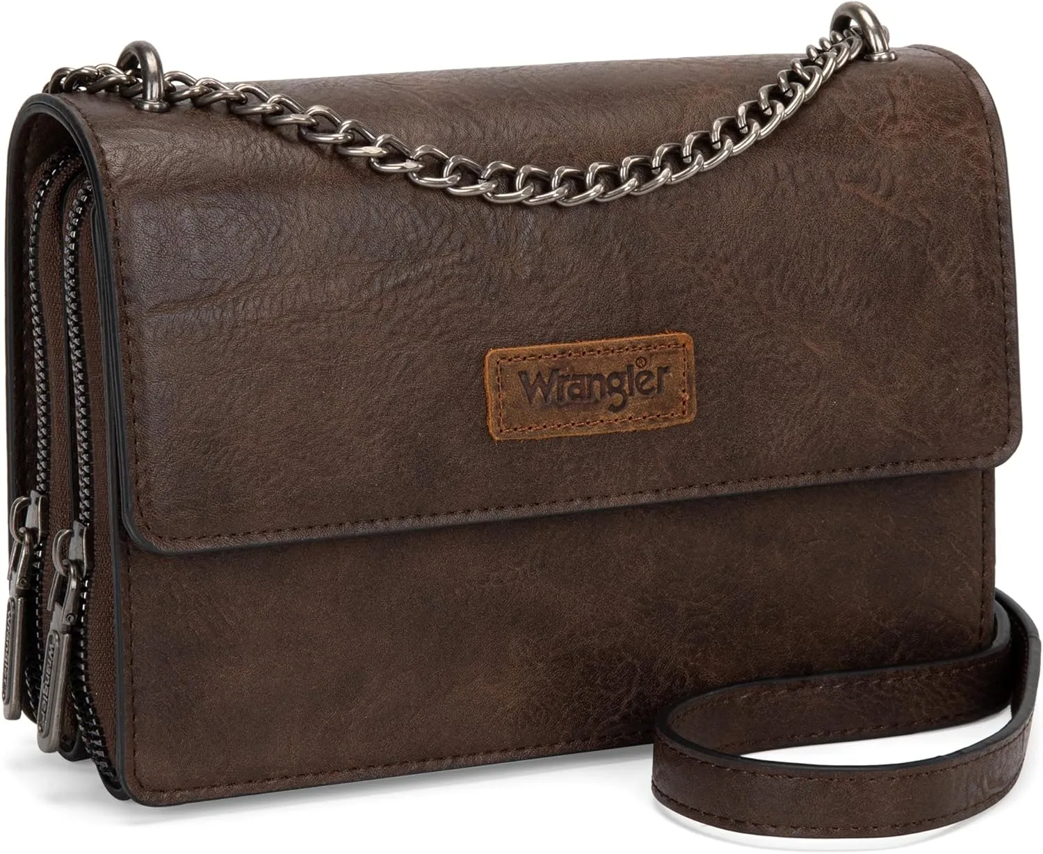 Wrangler Flap Crossbody Purse for Women Shoulder Bag Vintage Wallets with Chain Strap