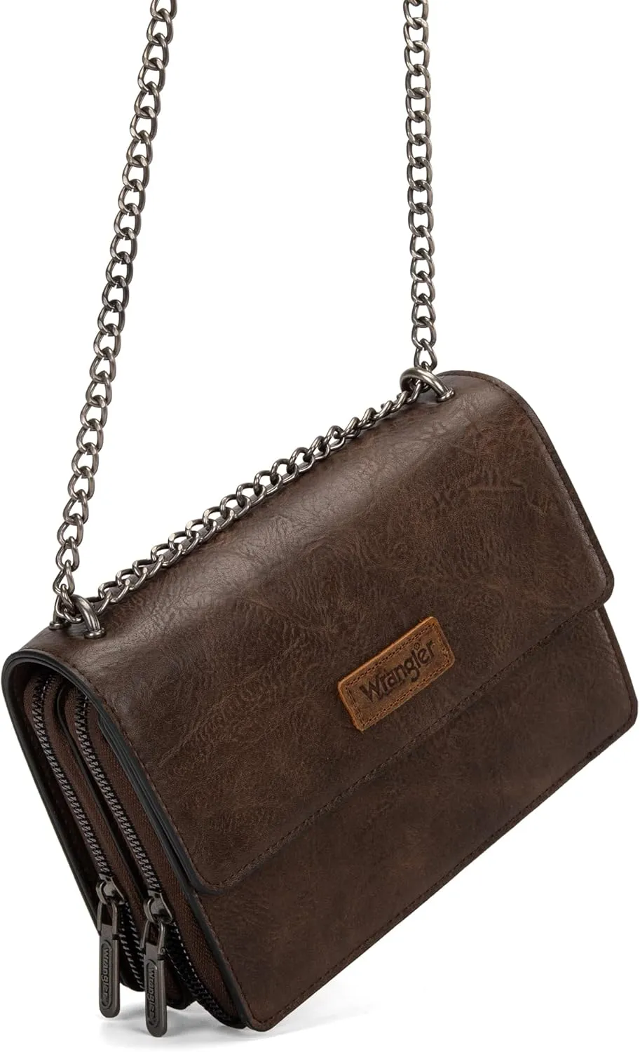 Wrangler Flap Crossbody Purse for Women Shoulder Bag Vintage Wallets with Chain Strap