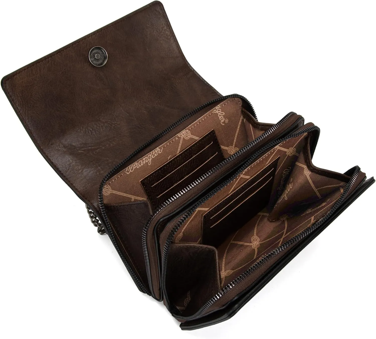 Wrangler Flap Crossbody Purse for Women Shoulder Bag Vintage Wallets with Chain Strap