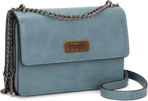 Wrangler Flap Crossbody Purse for Women Shoulder Bag Vintage Wallets with Chain Strap