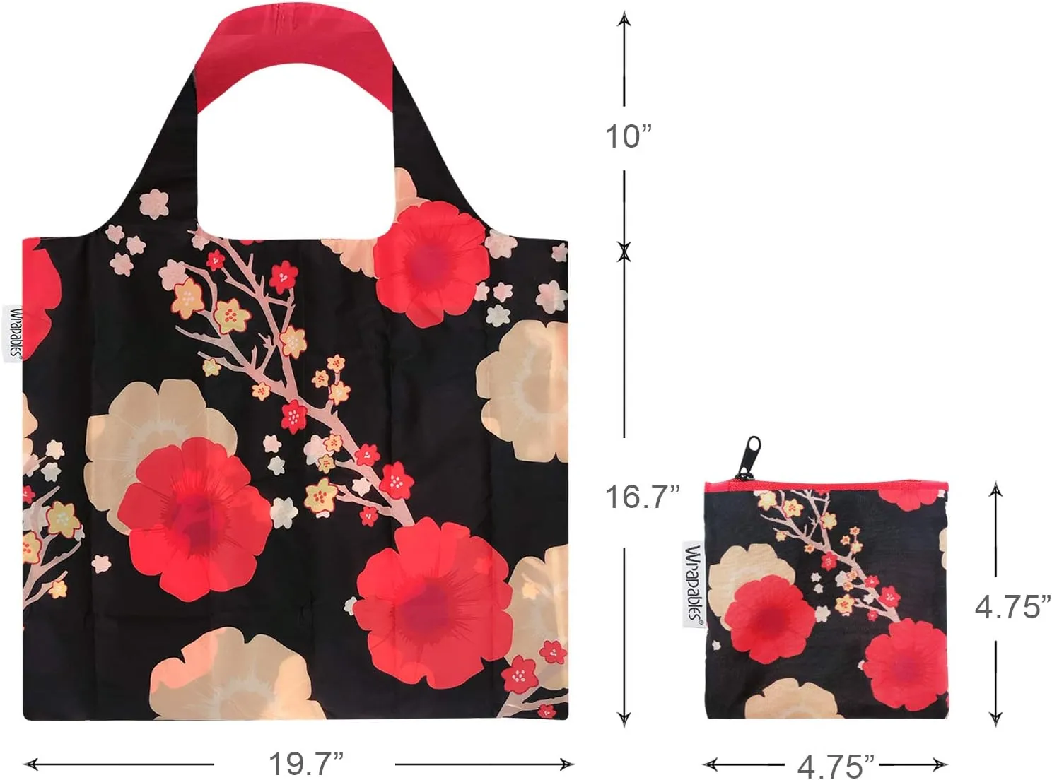 Wrapables Large Reusable Shopping Tote Bag with Outer Pouch