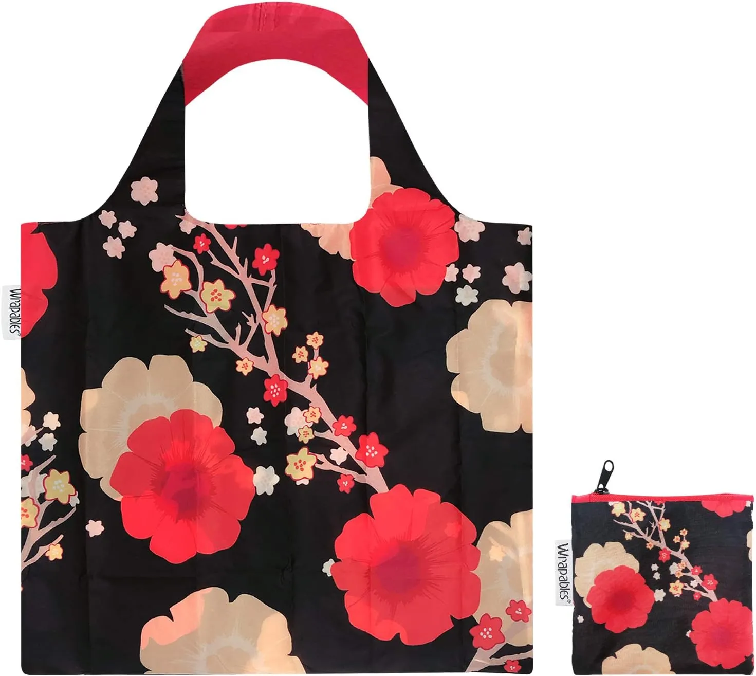 Wrapables Large Reusable Shopping Tote Bag with Outer Pouch