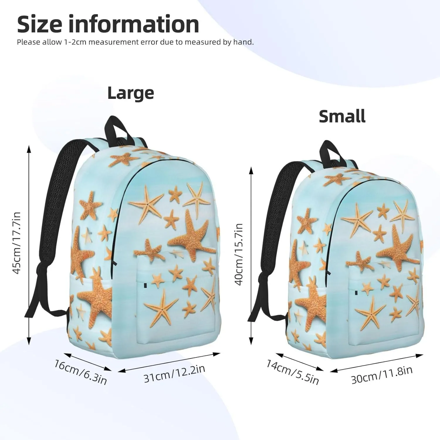 WURTON 3d Beautiful Maritime Summer Print Backpack Casual Bookbag Men Women Laptop Lightweight Cute Travel Rucksack Bestow