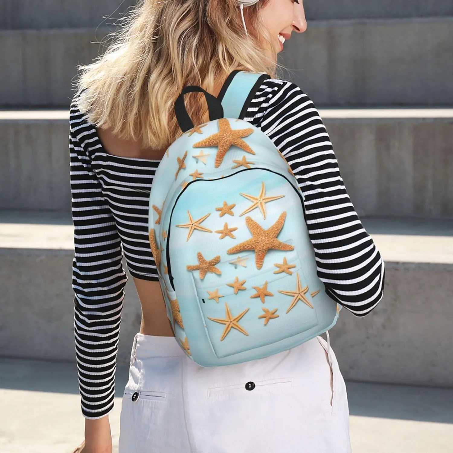 WURTON 3d Beautiful Maritime Summer Print Backpack Casual Bookbag Men Women Laptop Lightweight Cute Travel Rucksack Bestow