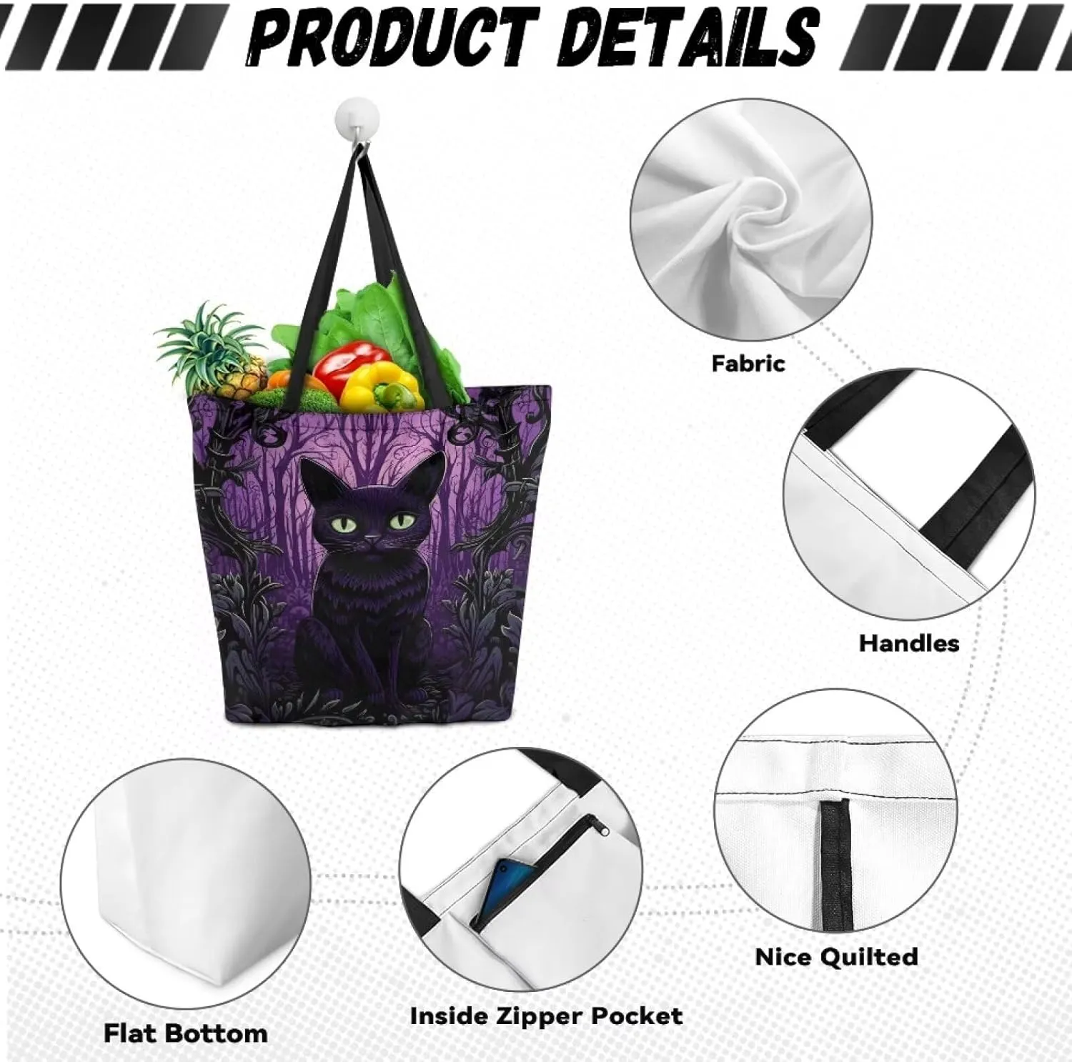 Xpyiqun Canvas Tote Bag for Women Reusable Shopping Bags Large Heavy Duty Kitchen Grocery Bag