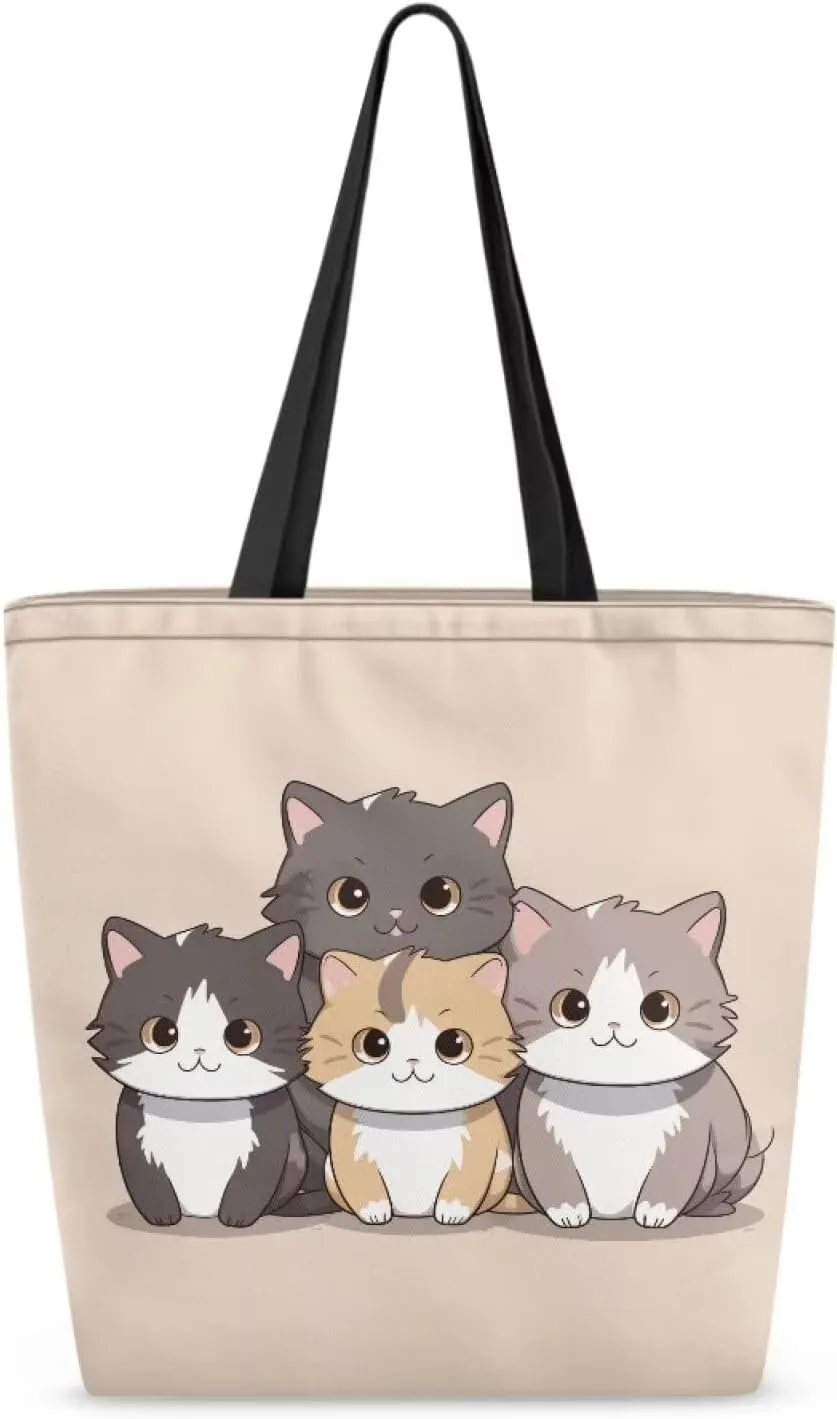 Xpyiqun Canvas Tote Bag for Women Reusable Shopping Bags Large Heavy Duty Kitchen Grocery Bag
