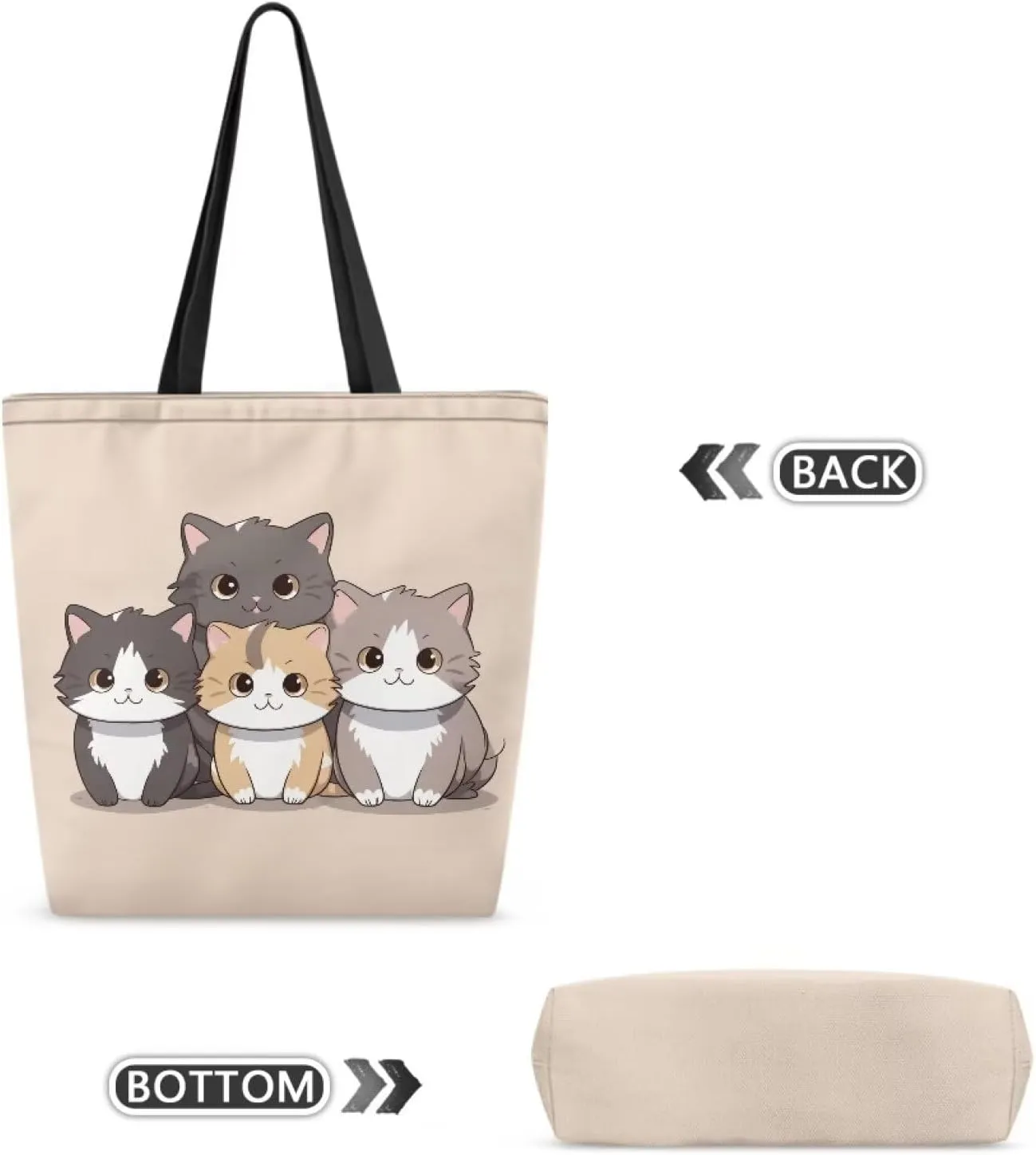 Xpyiqun Canvas Tote Bag for Women Reusable Shopping Bags Large Heavy Duty Kitchen Grocery Bag