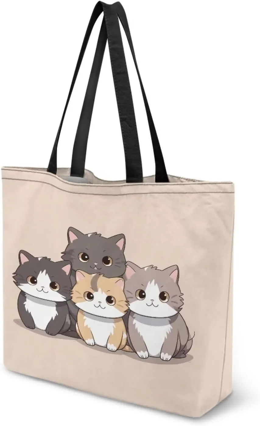Xpyiqun Canvas Tote Bag for Women Reusable Shopping Bags Large Heavy Duty Kitchen Grocery Bag