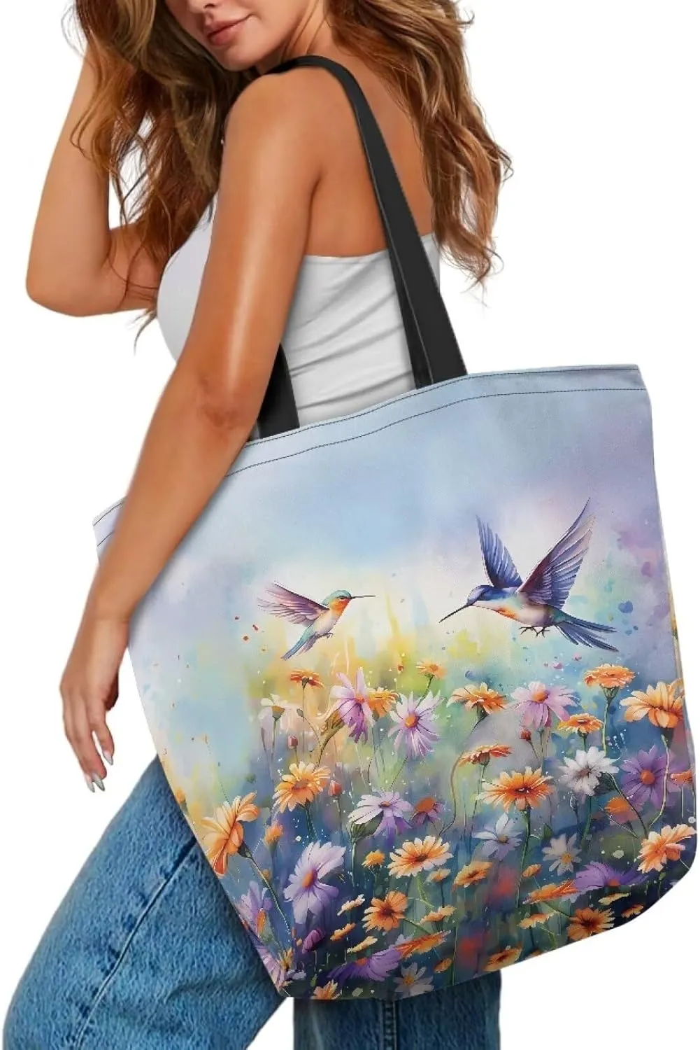 Xpyiqun Canvas Tote Bag Reusabl Grocery Bags Aesthetic Totes Shopping Bag Travel Beach Bags