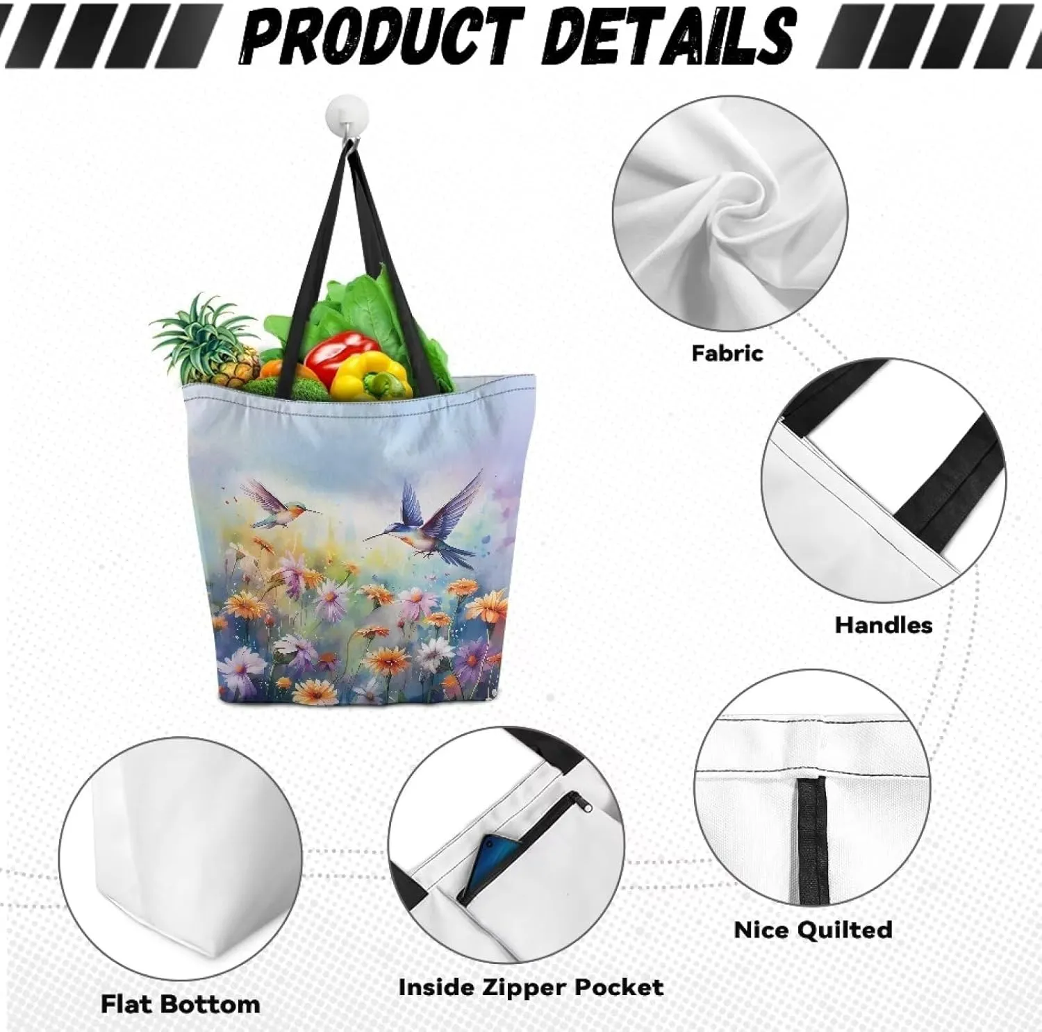 Xpyiqun Canvas Tote Bag Reusabl Grocery Bags Aesthetic Totes Shopping Bag Travel Beach Bags