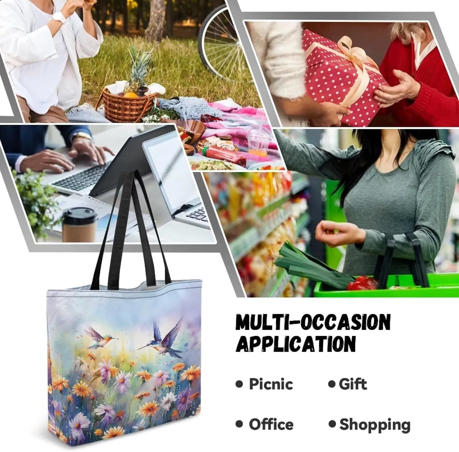 Xpyiqun Canvas Tote Bag Reusabl Grocery Bags Aesthetic Totes Shopping Bag Travel Beach Bags