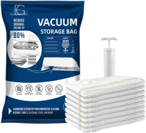 XXL PACK | 15 Pack Vacuum Storage Bags | 2 Jumbo, 3 Large, 4 Medium, 5 Small   Hand Pump | Bags for Clothes, Comforters, Pillows, and More