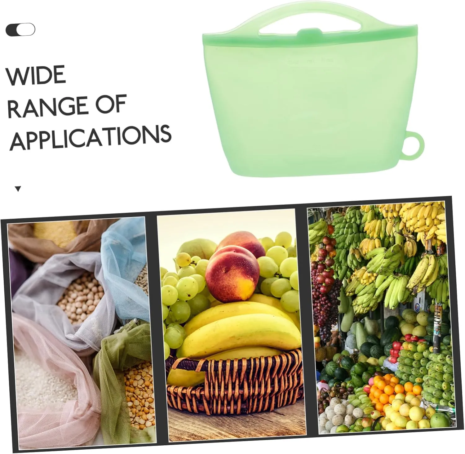 YARNOW Microwave Steam Bags for Food Storage Reusable Food Bag Capacity Leak Resistant Fruit Vegetable Container Kitchen