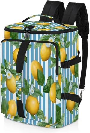 Yellow Lemon Theme Gym Duffle Bag Backpack Waterproof Sports Bags with Shoe Compartment 48L Carry On Overnight Weekender Travel Luggage